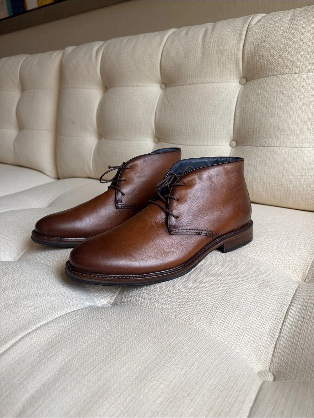 Johnston & Murphy XC Flex Raleigh Chukka boots in brown tan full-grain leather 9